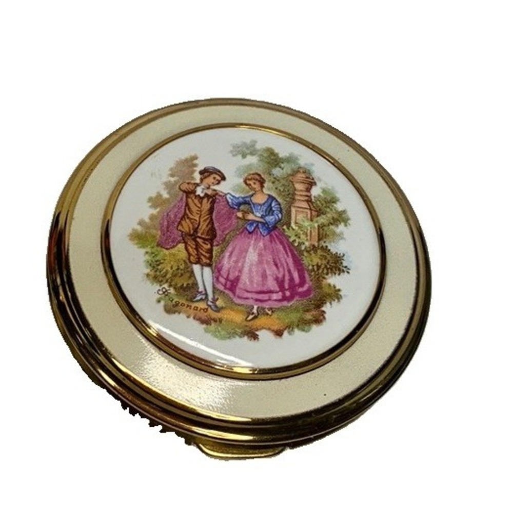 Vintage English Porcelain Plaque Compact Mirror – Paris Presents - Lovely 1970's